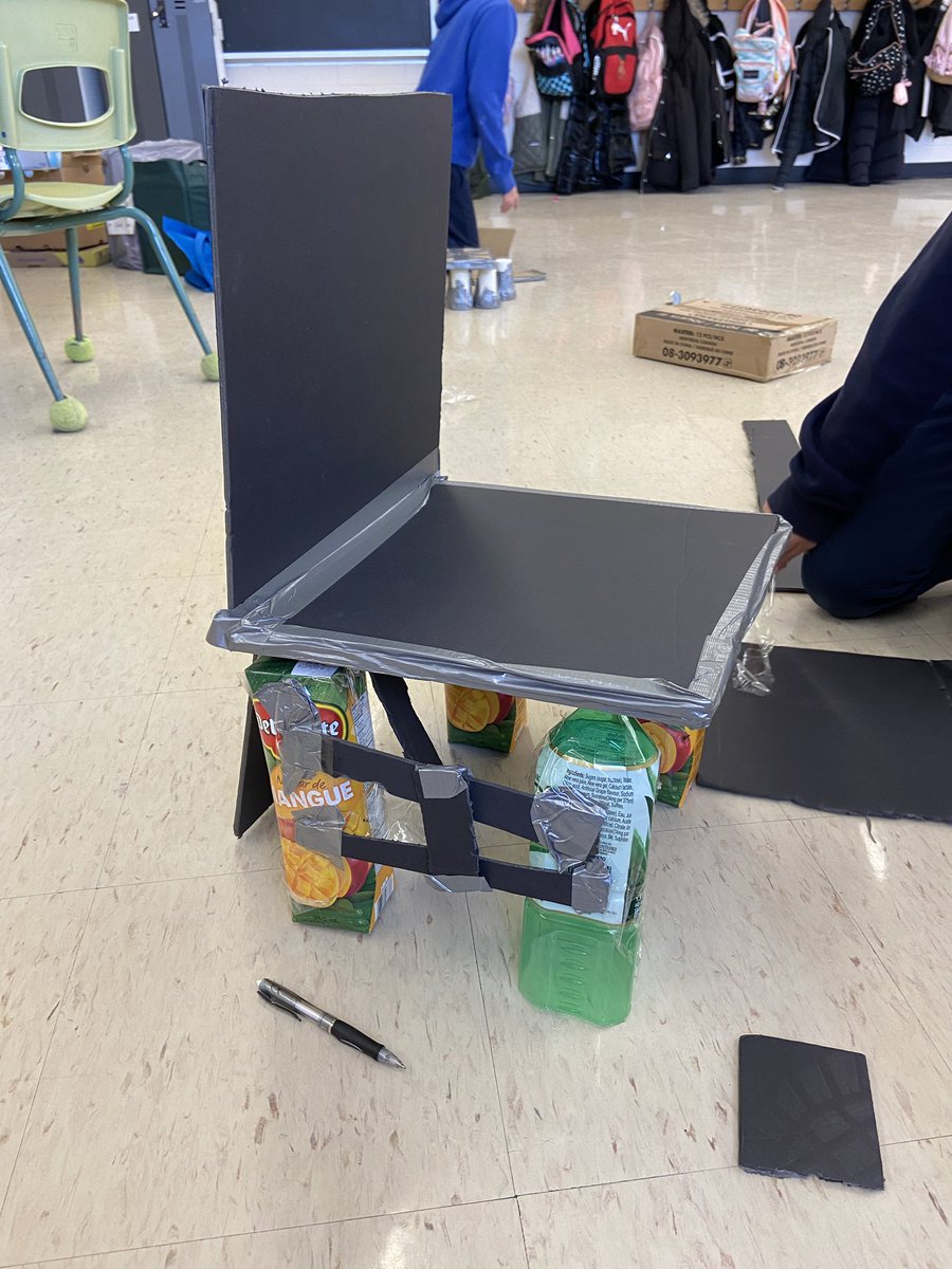 PF_TCDSB's tweet photo. The Grade 6/7 class was hard at work being scientists today. Designing chairs from recycled materials and learning about properties of air. https://t.co/Hjeu9GPm2B
