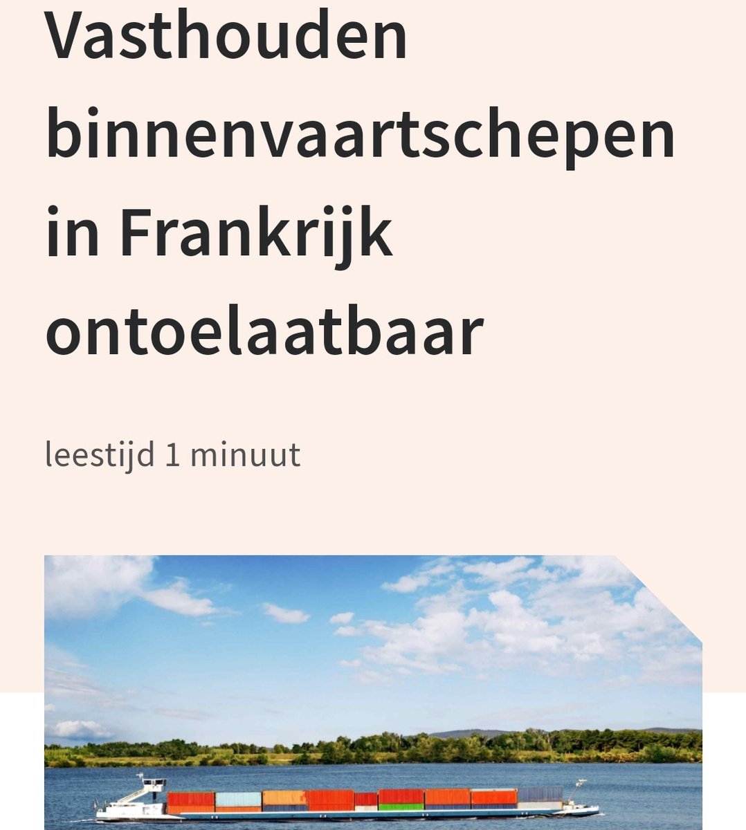 “Het gijzelen van deze schepen en hun goederen om druk te zetten richting de politiek is een verkeerd middel. Hier zijn alleen de schippers en de bedrijven die hun lading op het schip hebben liggen de dupe van", aldus <a href="/Sitskoorn/">Joost Sitskoorn</a> van evofenedex.
evofenedex.nl/actualiteiten/…
