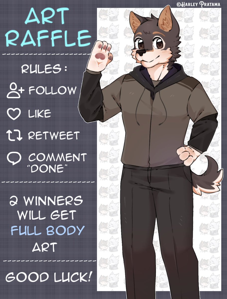 brownies_shibe's tweet photo. 1000+ followers Art Raffle

How to enter :
🔸 follow
🔸 like &amp; rt 
🔸 comment 'Done' 
      (And I'll give u number)

2 Winners will get full body art

Ends on April 14th, 2023
Thank u &amp; good luck! https://t.co/D5cs5Zjwxf