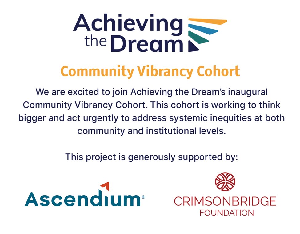 FDLTCC is proud to be a part of the #ATD Community Vibrancy cohort and we look forward to the impact this will have on our tribal community and the broader region we serve. @achievethedream @AscendiumEP
@CrimsonbridgeDC achievingthedream.org/community-vibr…