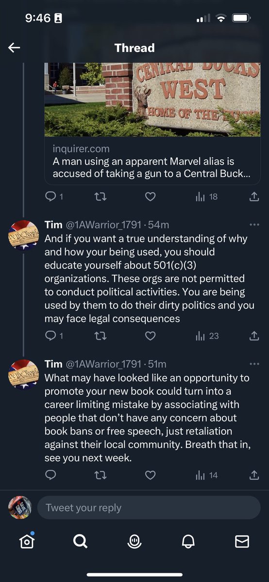 Fascinating how someone who claims to be so invested in free speech uses lies and intimidation to try to keep someone from speaking.
