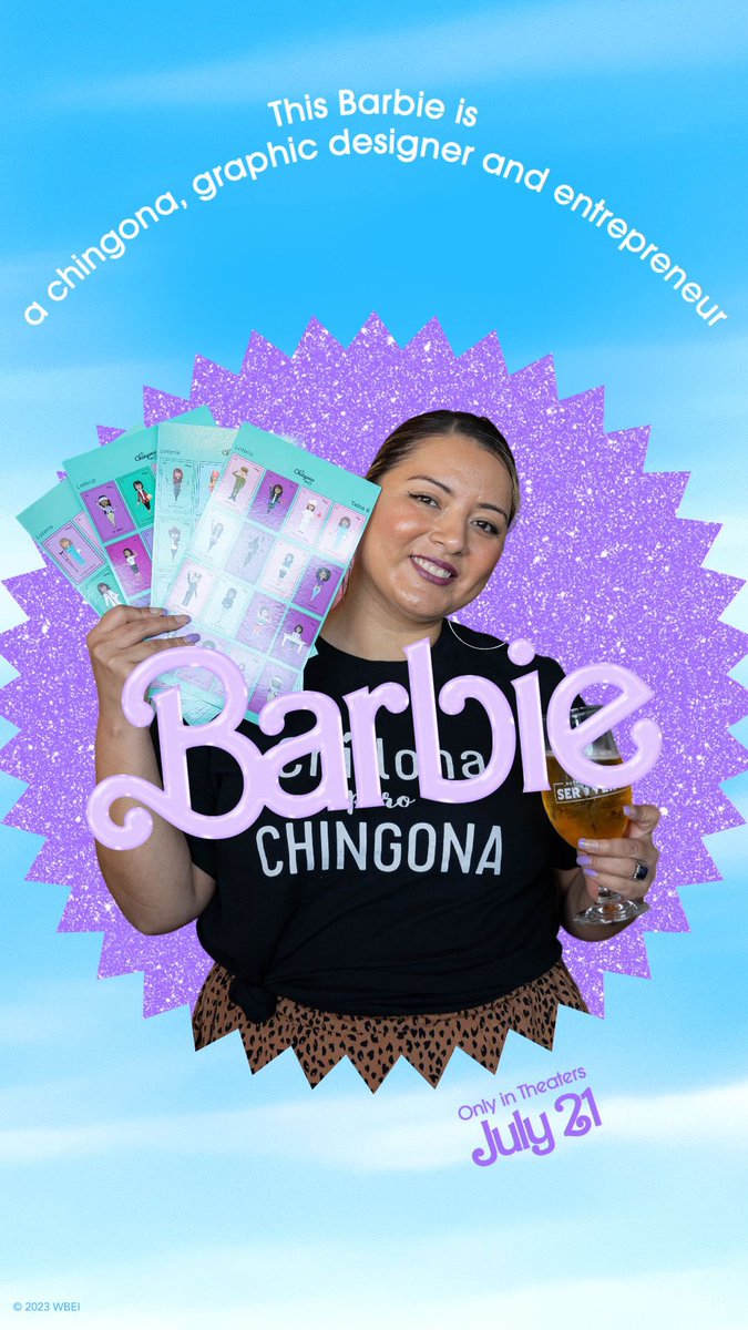 chingonainc's tweet photo. La Barbie Chingona 💥 Que piensan? Comes with a mini lotería game 😂 #chingona #barbiethemovie #latinasbelike #graphicdesigner #barbie https://t.co/dHWLd0SDUs