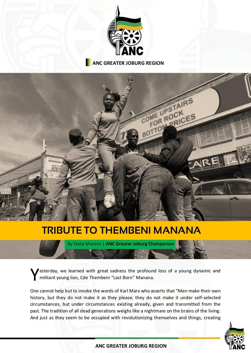 DadaMorero's tweet photo. Late Post.

To Read:

COMRADE THEMBENI CHARITY “Last Born” MANANA your passing has touched so many hearts and even today we are still in disbelief that you are gone. 

#RIPThembeni https://t.co/YMQwNFl0Sn