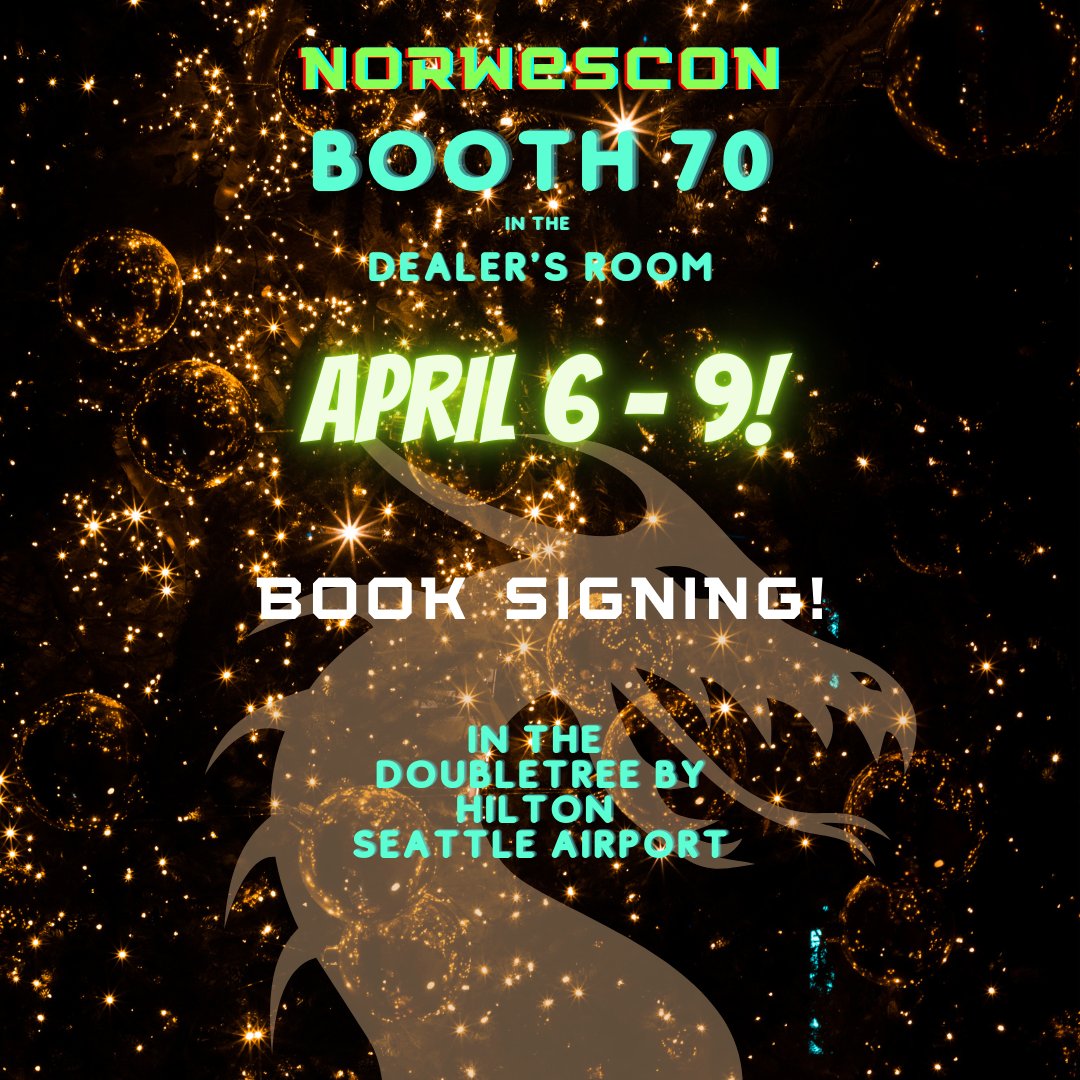 I'll be signing books <a href="/norwescon/">Norwescon</a> with <a href="/WRDStories/">Winding Road Stories</a> and the amazing <a href="/VanessaLanang/">Vanessa Lanang</a> - come see us and get some great books and swag! Booth 70 in the Dealer's Room. #SFF #SCIFI #scifibooks #booksigning