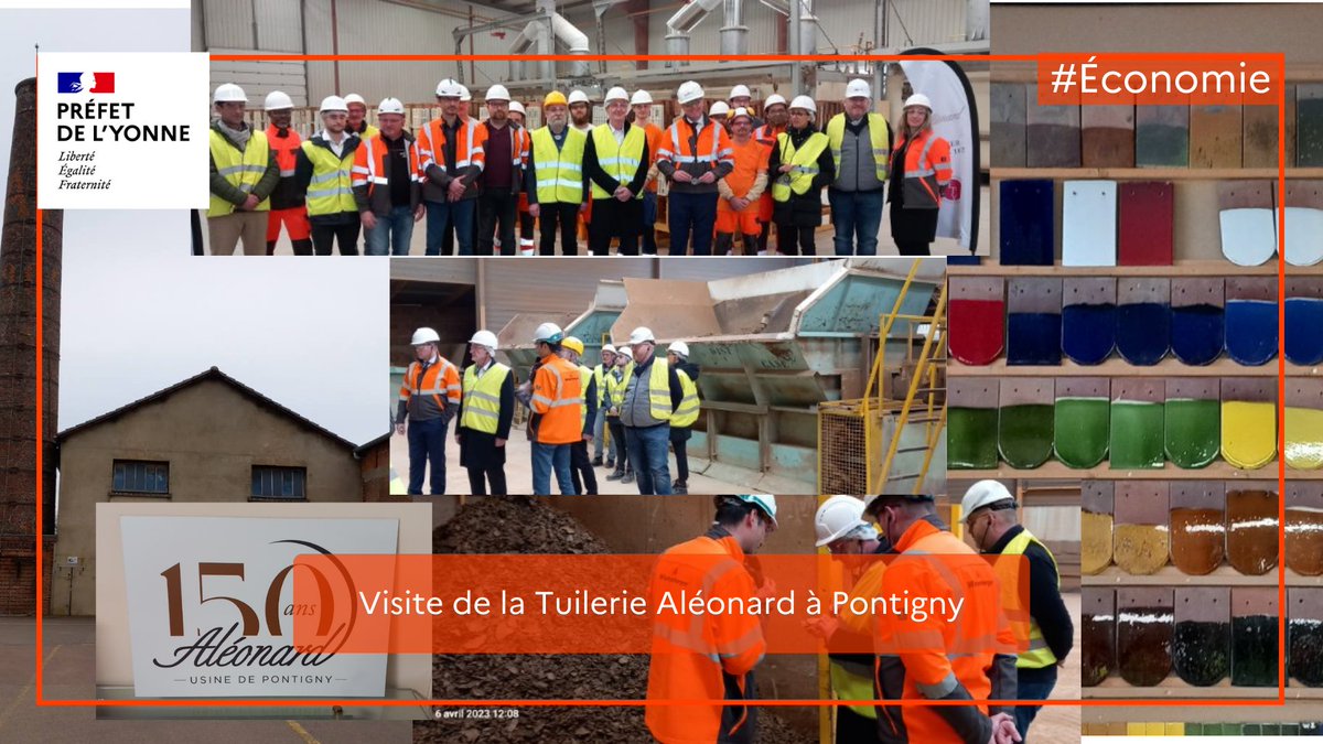 Prefet89's tweet photo. Entretien avec les équipes du groupe @wienerberger auquel appartient la tuilerie #Aléonard.
Pascal JAN, préfet de l'#Yonne a salué cette entreprise familiale, à #Pontigny depuis 1872, qui est engagée dans la décarbonation de son industrie et promeut une économie de proximité. https://t.co/NtvzgeLDKY