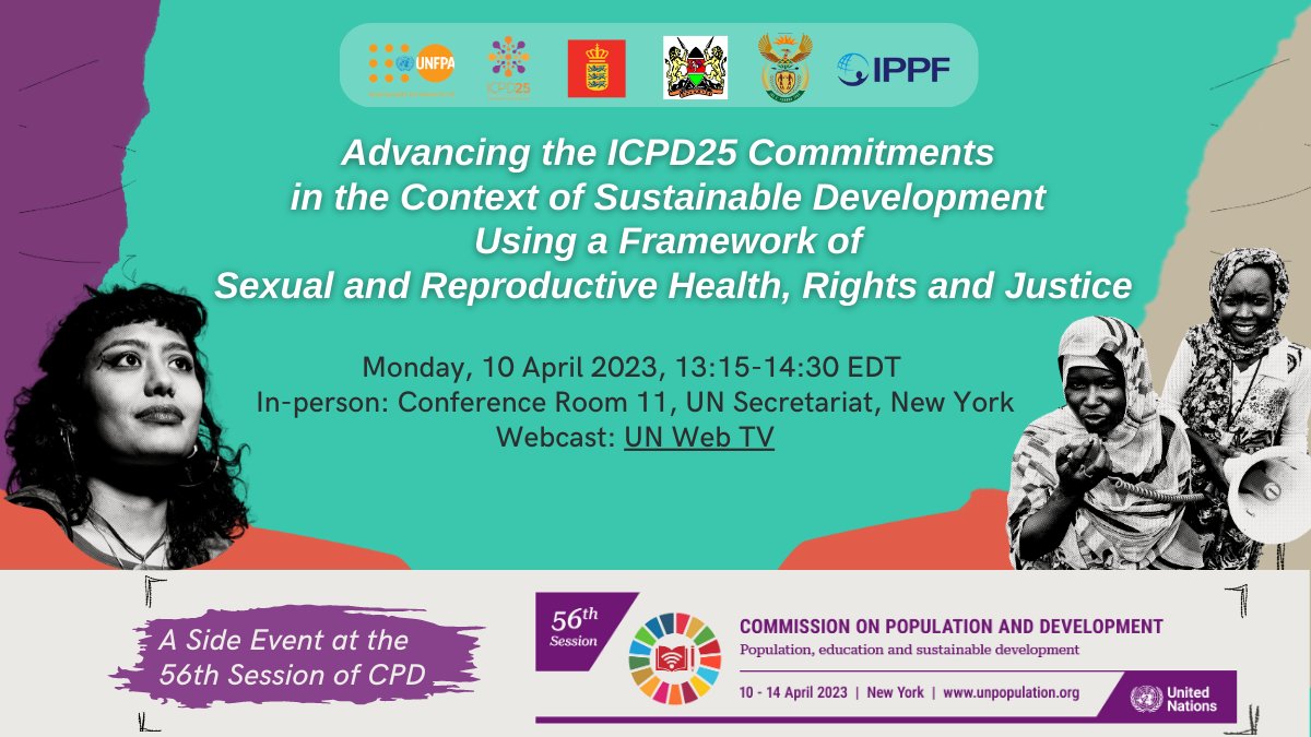 Mark your calendars!

Join <a href="/Atayeshe/">UNFPA Executive Director</a> and others to discuss the intersection of reproductive health and sustainable development at this #CPD56 side event.

🗓 Monday, 10 April
⏰ 1:15 PM EDT
📺 unf.pa/aic

via <a href="/UNWebTV/">UN Web TV</a>

#GlobalGoals