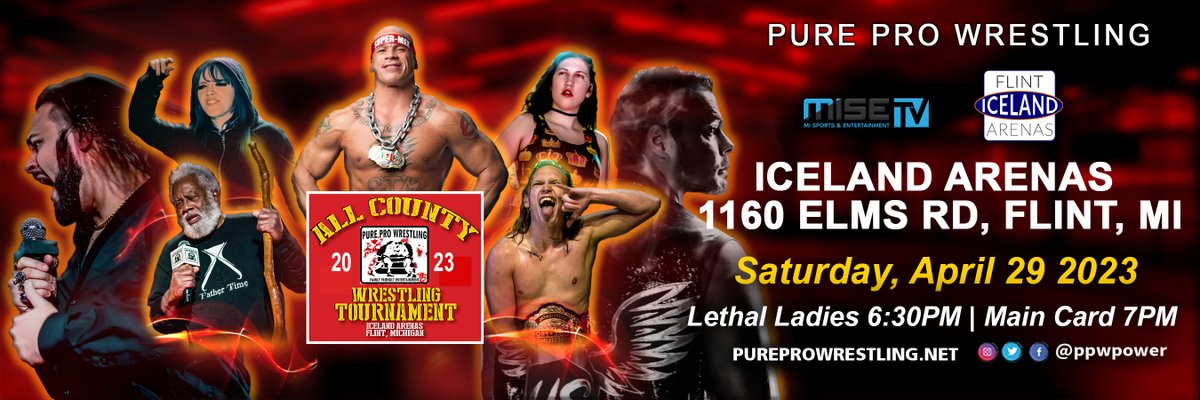 PPWPower's tweet photo. PPW presents the All County Wrestling Tournament April 29 @IcelandFlint

Use discount code "earlybird" to get 10% your order! This week only, so order now!

Tix|https://t.co/t8VpQfWPi6?

#PPW #wwe #raw #smackdown #aew #impactwrestling #nwa #roh #puremichigan #flint #vehiclecity https://t.co/EukWNTPoUJ