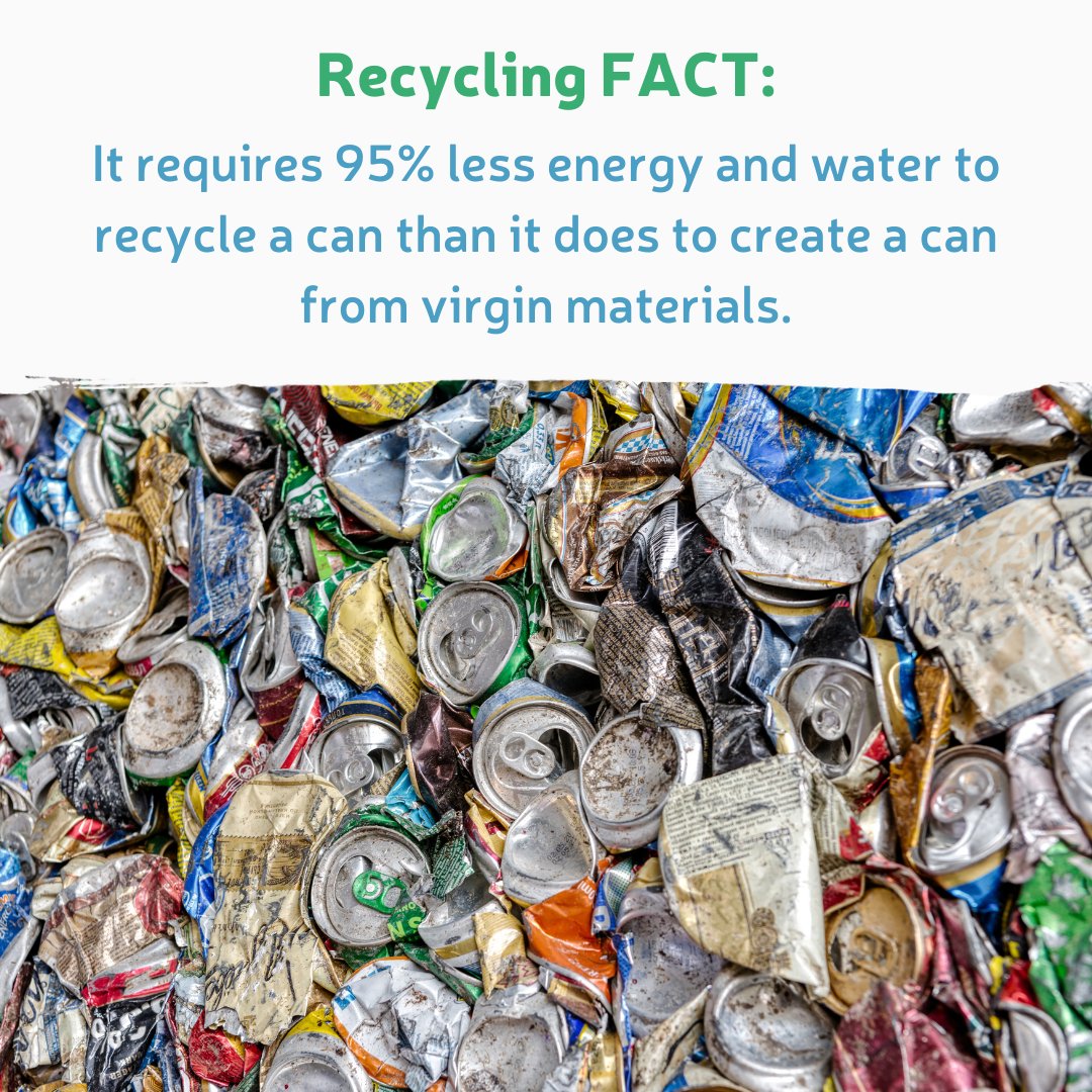 kabtweet's tweet image. RECYCLING FACT: It requires 95% less energy and water to recycle a can than it does to create a can from virgin materials. #BeRecycled #HowIKeepAmericaBeautiful #DoBeautifulThings