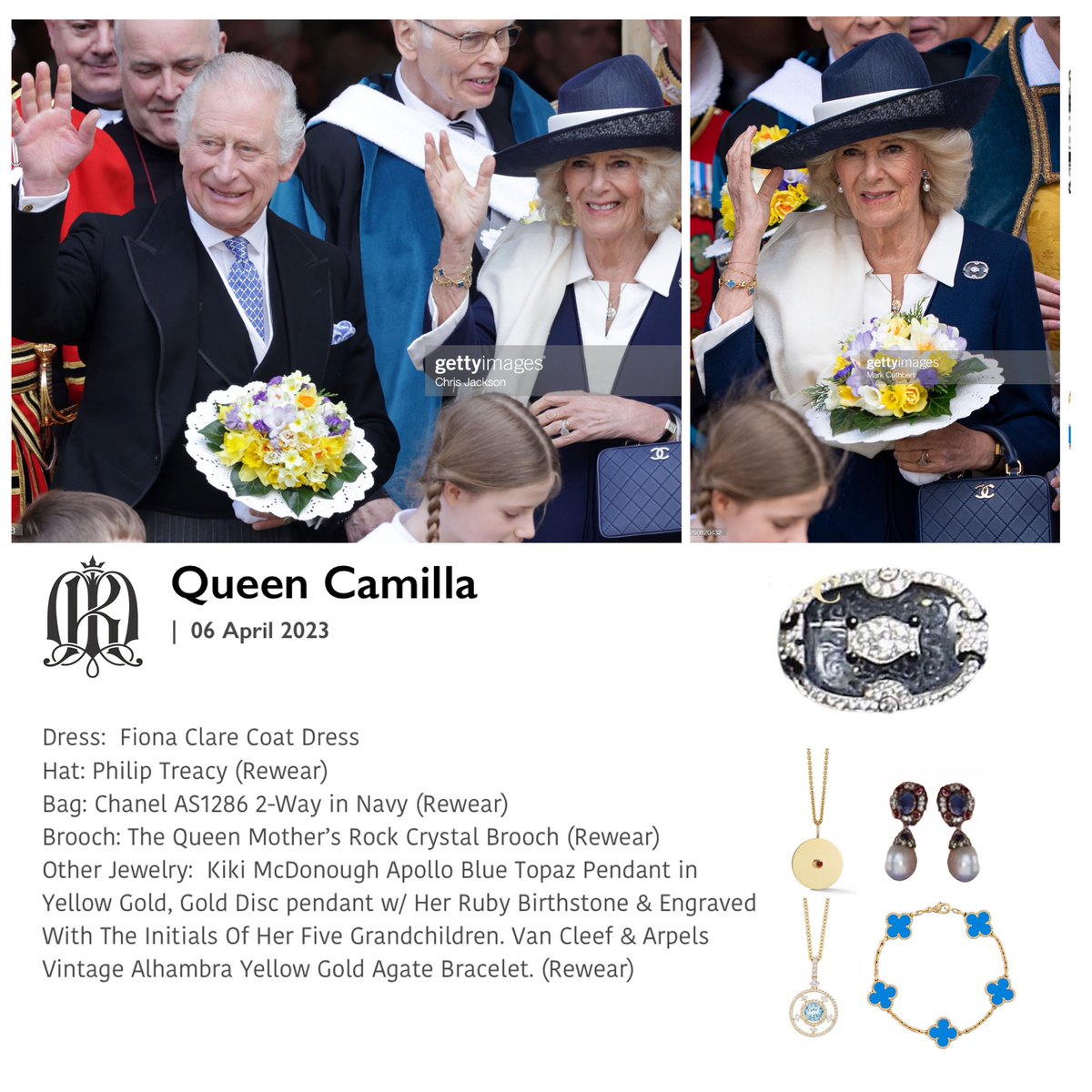 The King & Queen attended the Royal Maundy Service at York Minster today
We love the Pearl earrings that the Queen has been wearing lately as they remind us of Queen Victoria’s coronation ring.  Camilla has paired these with the Queen Mother’s Rock Crystal Brooch @dagmar_Marie77