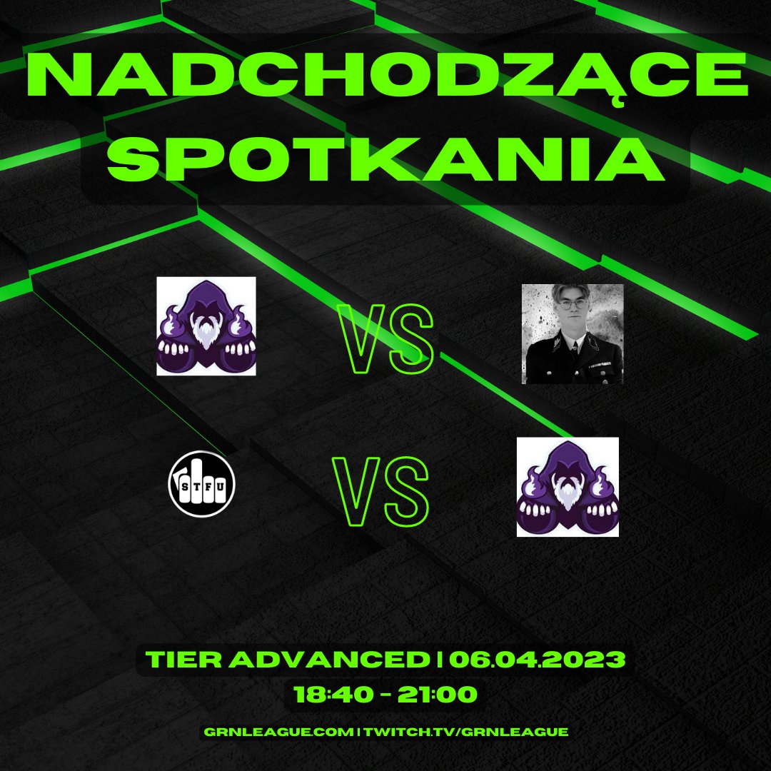 GrnLeague's tweet photo. Zapraszamy serdecznie na transmisję z rozgrywek GrnLeague Advanced 06.04.2023. Plan transmisji:
18:40 - Rozpoczęcie transmisji
19:00 - MGO VS PDD
20:00 - STFU VS MGO
21:00 - Podsumowanie https://t.co/nGi88WMAT5