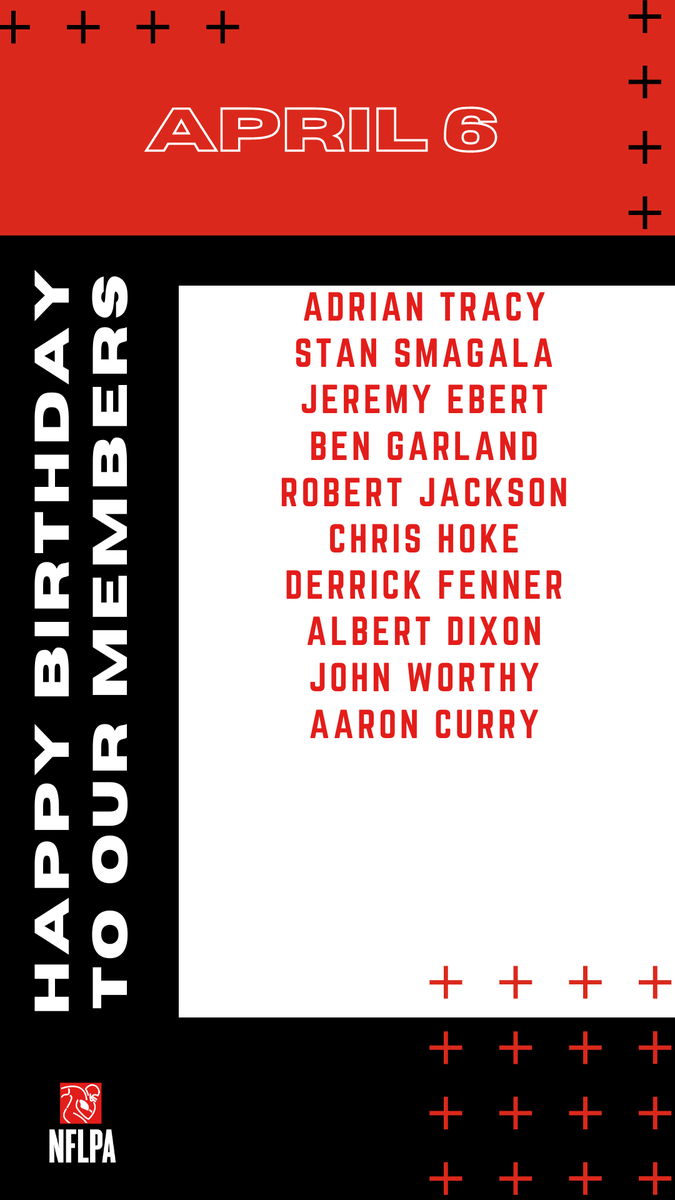 NFLPA Former Players (@nflpafmrplayers) on Twitter photo Happy Birthday to our members-<a href="/ADTrac5/">AT5</a> @jebes11 <a href="/BenGarland63/">Ben Garland</a> @rjmotivates <a href="/hokiebro76/">Chris Hoke</a> @DerrickSFenner @ALBERTDIXON @CamWorthy <a href="/AaronCurry51/">Aaron Curry M.Ed.</a>-Cheers to another year! Don't see your handle? Update your profile on NFLPA.com. Happy Birthday to our members-<a href="/ADTrac5/">AT5</a> @jebes11 <a href="/BenGarland63/">Ben Garland</a> @rjmotivates <a href="/hokiebro76/">Chris Hoke</a> @DerrickSFenner @ALBERTDIXON @CamWorthy <a href="/AaronCurry51/">Aaron Curry M.Ed.</a>-Cheers to another year! Don't see your handle? Update your profile on NFLPA.com.