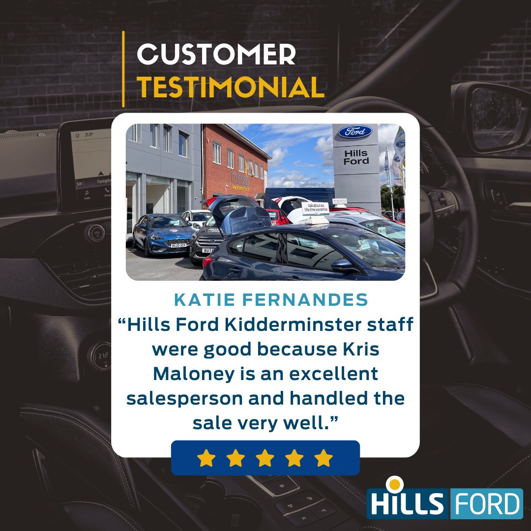 Hills_Ford's tweet photo. Cracking foodbank from one of our many happy customers! Thanks Katie for your kind words abour Kris. #WorcestershireHour #UsedCars #UsedFord #Ford #FordCars #HappyCustomer
Find your next perfect set of wheels here https://t.co/o8XGSUnDgu #Kidderminster #Malvern https://t.co/SfbV04vLXE