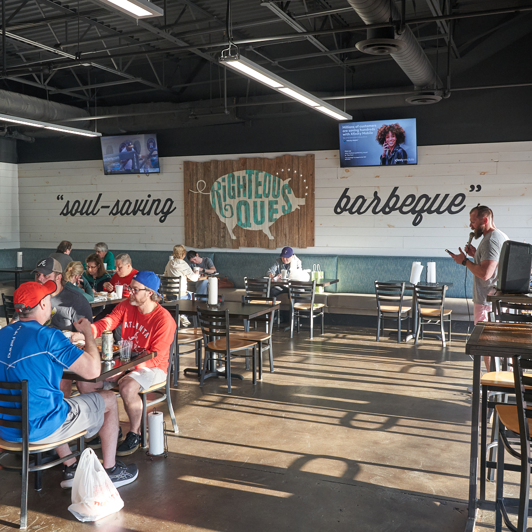 RighteousQue's tweet photo. Tonight is trivia night! Come one come all. You might win prizes like Braves tickets, cash, BBQ etc. https://t.co/fHOOOurpZS