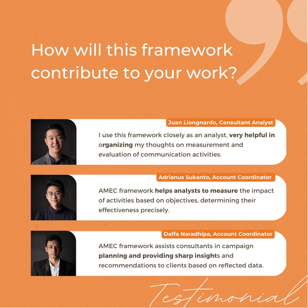 Our Mavericks have tried first-hand the AMEC IEF course, and now you can too.

Don't wait any longer to invest in your professional development. Enroll now in the AMEC Integrated Evaluation Framework tutorial course!