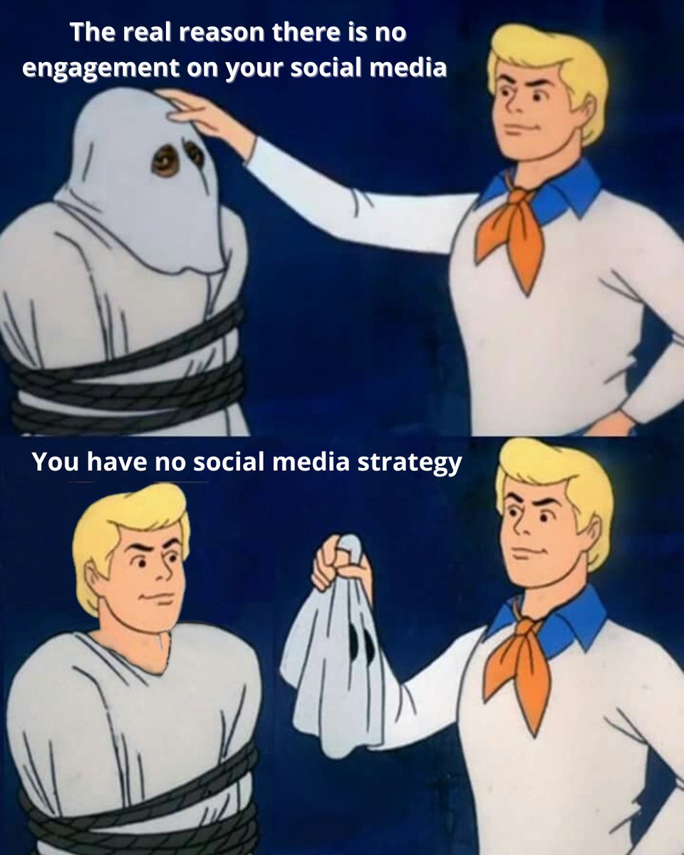 Having a digital marketing team, we know that having no Social media strategy can result in a lack of engagement 👇🏼

#marketers #marketting101 #socialmediamemes #trendingmemes