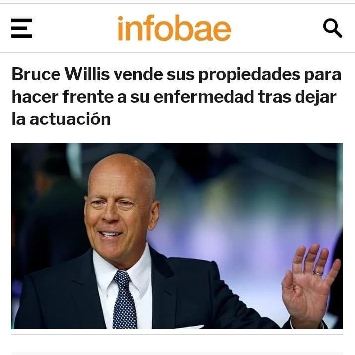 FlixUjo's tweet photo. Bruce Willis tiene que vender sus propiedades para tratar su enfermedad al tener que dejar de trabajar. Y tú pobrás reemplazar la Seguridad Social por un seguro médico de 30 euros mensuales. https://t.co/95X47qYxsw