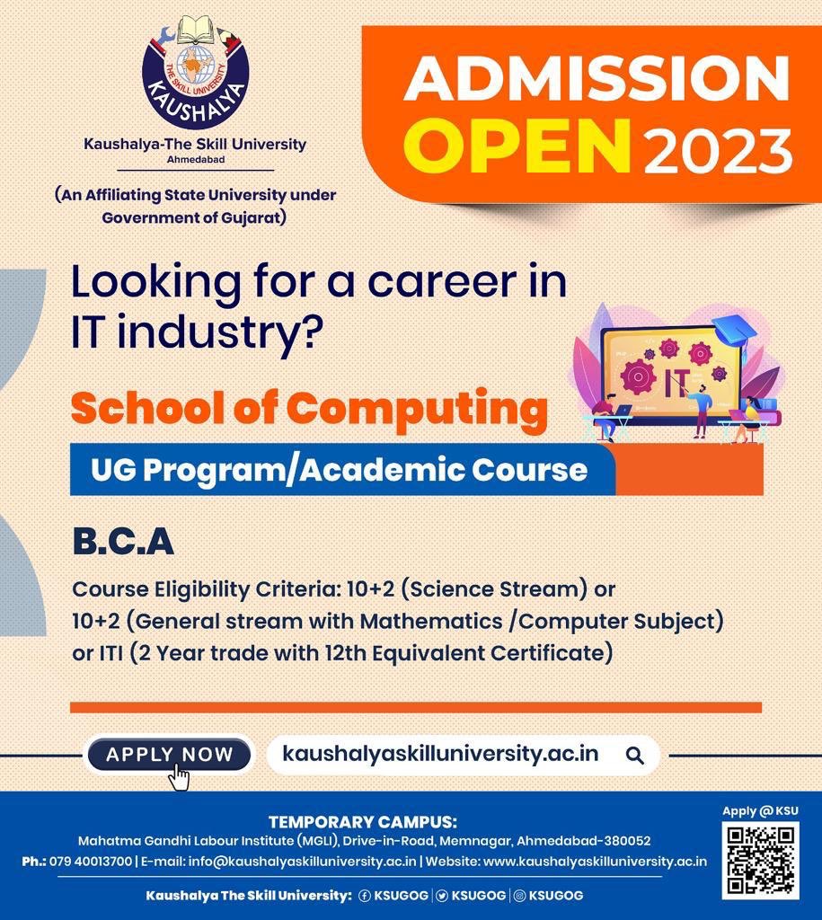 KSUGOG's tweet photo. 𝐋𝐨𝐨𝐤𝐢𝐧𝐠 𝐟𝐨𝐫 𝐚 𝐜𝐚𝐫𝐞𝐞𝐫 𝐢𝐧 𝐈𝐓 𝐢𝐧𝐝𝐮𝐬𝐭𝐫𝐲?

School of Computing @ Kaushalya Skill University

UG Program

✅ BCA https://t.co/LIEhPaSSzm