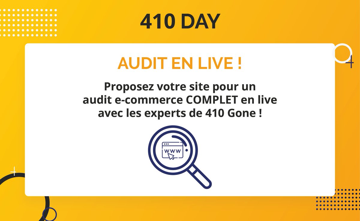#410Day c'est parti pour le dernier live de la journée ! Retrouvez <a href="/PatrickValibus/">Patrick Valibus</a> et <a href="/christophevidal/">Christophe Vidal</a> qui font des audits SEO &amp; e-commerce en live ! 

Pour ne pas rater ce live + recevoir les replays ➡️ 410-gone.fr/blog/410-day.h…