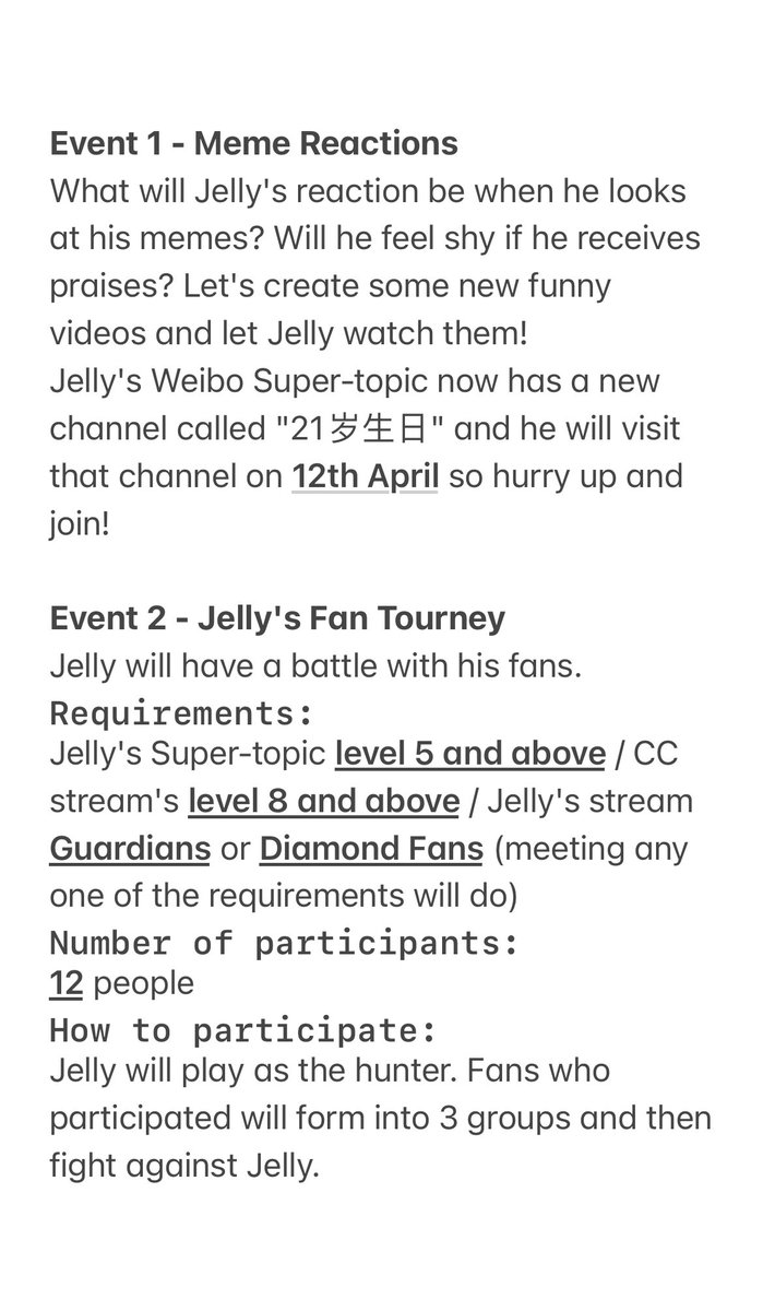 WolvesIDV_Intl's tweet photo. #Wolves_Jelly's Birthday Event 🎂
🗓️ 12th April
📍 https://t.co/ci48rS53yp
① Meme reactions
Jelly's Super-topic:
② Fan Tourney
③ Duo Hunter
More details ↓ https://t.co/F6iMGvB3Fb