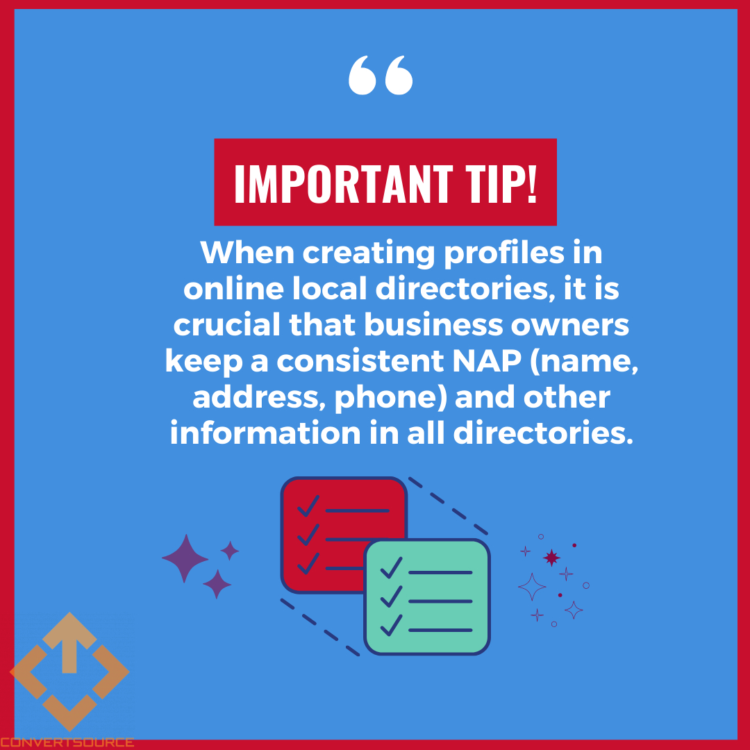 ConvertSource's tweet photo. Don't forget the essentials!
Make sure your name, address &amp; phone number is consistent across all online directories. Your customers could easily get confused &amp; look elsewhere!
https://t.co/3fkNt4Vwa7
#localSEO #seo #googlebusinessprofile #googlemybusiness #onlinedirectories https://t.co/wHZesc2IDS