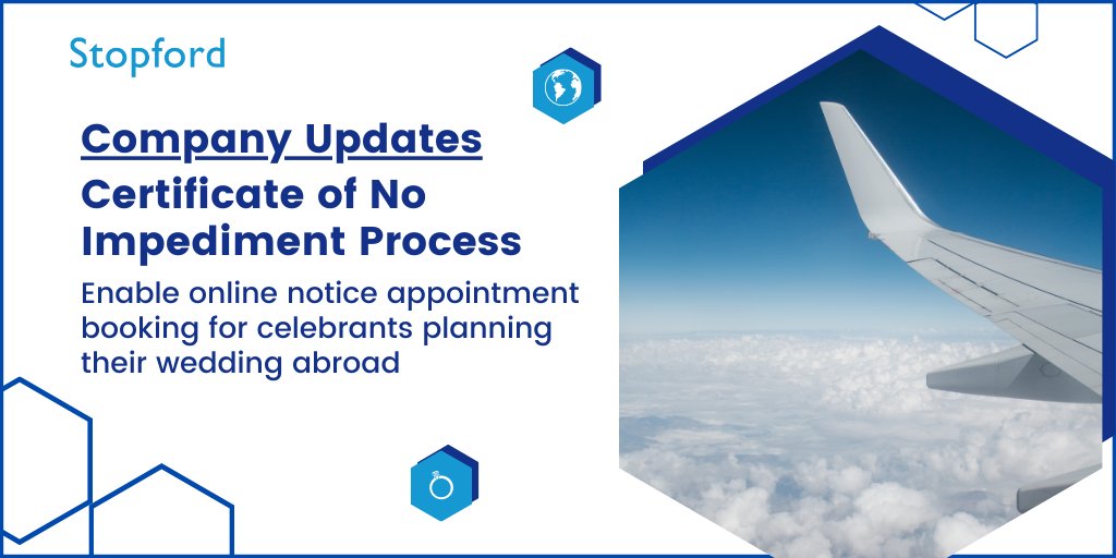 New Feature Alert 📯

Stopford's Certificate of No Impediment process flow is now available as standard with our notice processes.

Check out our overview of the process below!
tinyurl.com/3mhhz73b

#marriageceremonies #noticeofmarriage #civilregistration #registrars