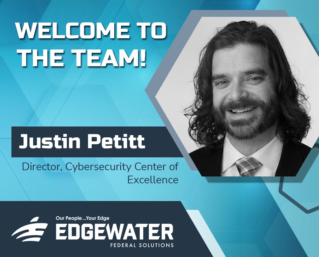 EdgewaterFed's tweet photo. Now introducing our new Cybersecurity Center of Excellence Director, Justin Petitt, PMP, PMI-RMP, CISSP! Learn more about Justin here: https://t.co/cWYS1aSfEI
#Edgewater #CyberCOE #EdgewaterCyber #GovCon https://t.co/68s4rx9qxH