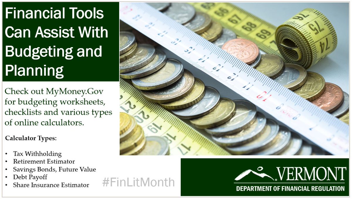 VermontDFR's tweet image. MyMoney.gov - a site provided by the Financial Literacy and Education Commission - has tools to assist your budget and investment plans and resources for handling finances during significant life events. Visit mymoney.gov.  Be Money$mart! #DollarWiseVT