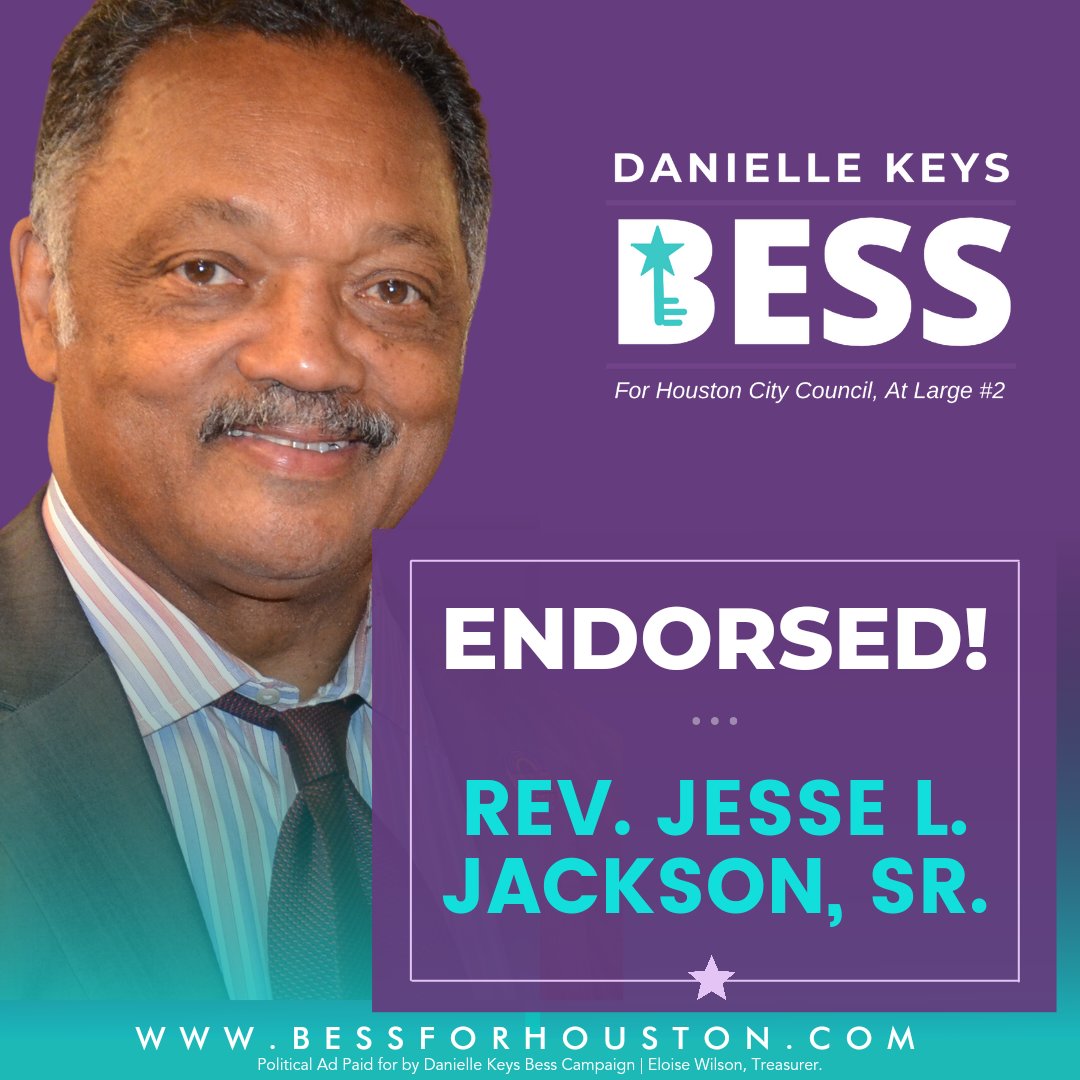 I am humbled and honored to receive the endorsement of Civil Rights Icon, Rev. Jesse Jackson, Sr. To have learned about him during my school years, and to now receive his full support in my campaign, is a full circle moment.