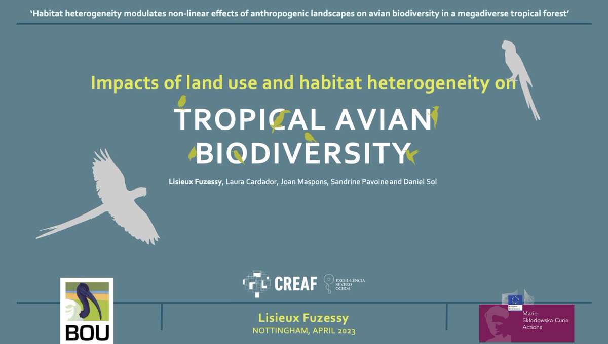 1/6 #BOU2023 #SESH7
#TropicalForests are the most biodiverse ecosystems on Earth. They are threatened by deforestation due to #anthropogenicalterations that may cause mass extinctions. So it is urgent to understand how forest loss affects #biodiversity and associated functions