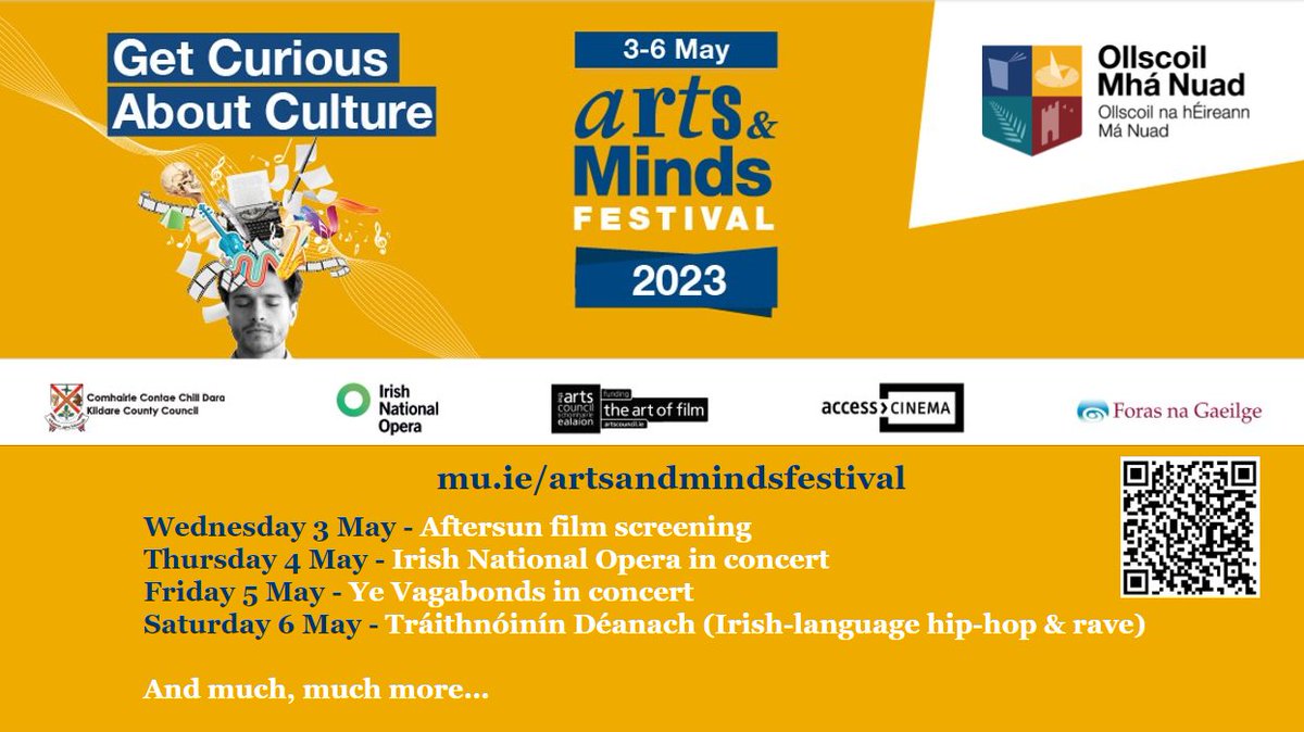 Maynooth University (@maynoothuni) on Twitter photo 🎉Step into a world of creativity at the 2023 <a href="/MaynoothUni/">Maynooth University</a> Arts & Minds Festival which takes place from 3rd to 6th May.
Get Curious about Culture & join us on campus for <a href="/AllMaynooth/">Maynooth Film For All</a> movie, music, literary events and much more.
maynoothuniversity.ie/faculty-arts-c…
#ArtsMindsFest #Arts 🎉Step into a world of creativity at the 2023 <a href="/MaynoothUni/">Maynooth University</a> Arts & Minds Festival which takes place from 3rd to 6th May.
Get Curious about Culture & join us on campus for <a href="/AllMaynooth/">Maynooth Film For All</a> movie, music, literary events and much more.
maynoothuniversity.ie/faculty-arts-c…
#ArtsMindsFest #Arts