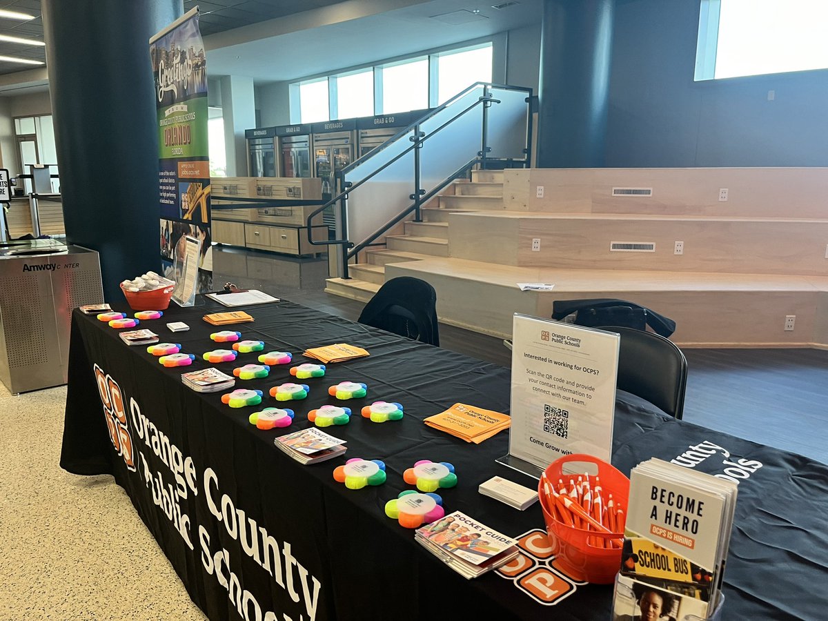 We are here at the Amway - Hire Day Orlando Event! Come on over and visit our tables (35-36, Section 104). Hiring the best for OCPS! Join me in becoming a Hero for our Kiddos! #ocpsjobs #ocpsrecruitment <a href="/bonnietoffoli/">Bonnie Toffoli</a>  <a href="/nathalie_cumbie/">Nathalie Cumbie</a> <a href="/OCPSJobs/">OCPS Jobs</a> @CHaleyOCPS <a href="/OCPSnews/">ocpsnews</a>  <a href="/OCPSHR/">OCPS Human Resources</a>