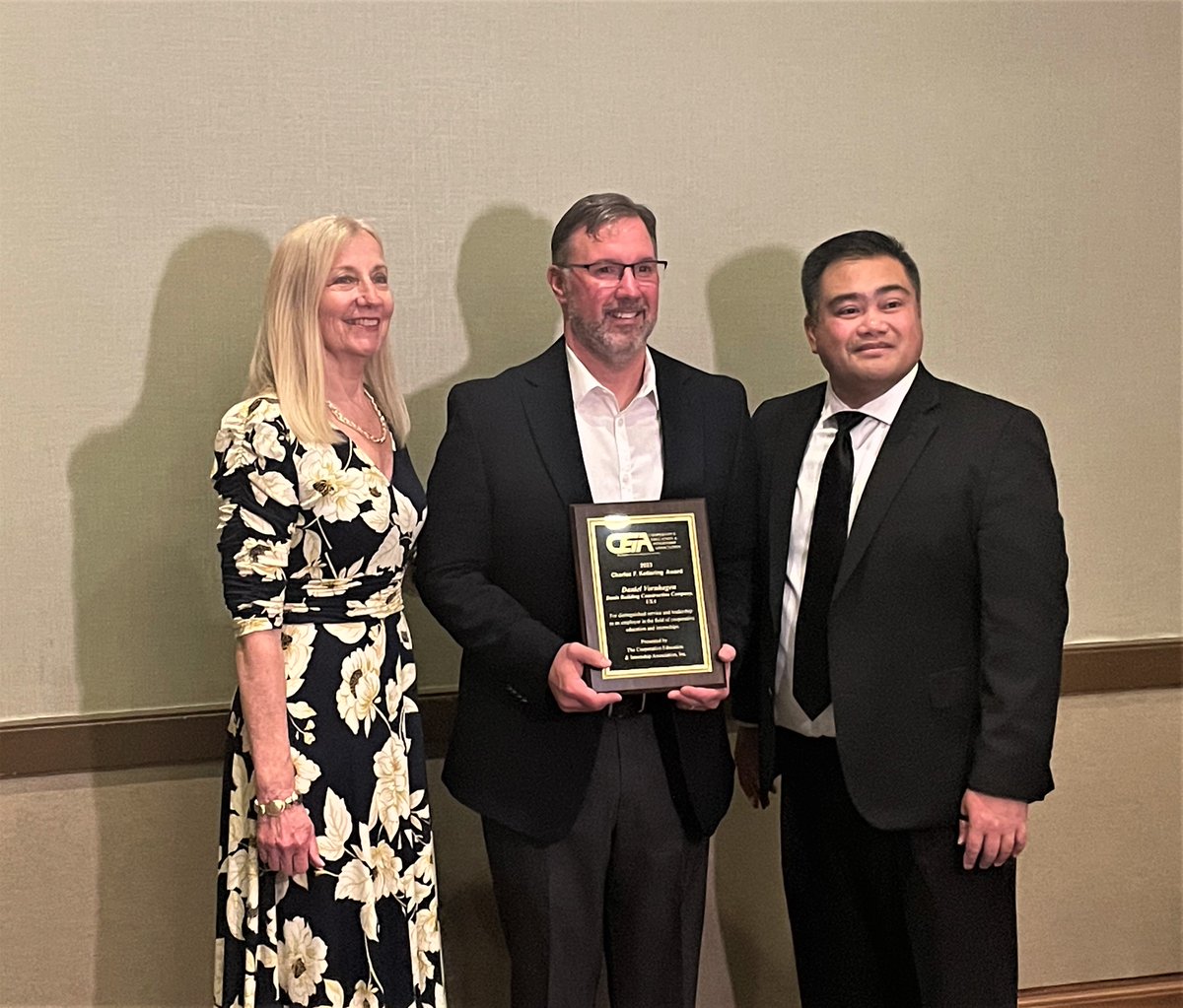 DanisBuilds's tweet photo. Proud of our own Dan Vornhagen for winning the Kettering award for outstanding co-op partnership at the @CEIAinc Annual Conference!
#CoopProgram #FutureofConstruction #CEIA2022 #cooperativeeducation #internships #workintegratedlearning https://t.co/RXxQPMa4Dl