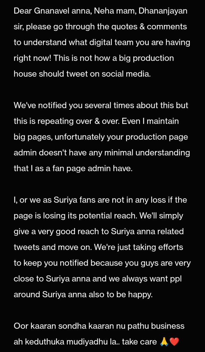 kamalkanth0007's tweet photo. @Dhananjayang  @StudioGreen2  
@kegvraja   pls read this please please 🙏 🙏🙏🙏🙏🙏🙏🙏🙏🙏🙏🙏🙏🙏🙏🙏

#Suriya42 https://t.co/Xw319ZIPIJ