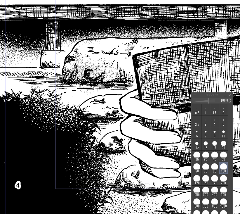 最近アナログでざっくりぬるブラシセットをDLさせていただいたら中に点描ぶらしが入ってて、それを試しにちょちょいしてみたらこれこれこれ～～～～ってなってもうどんどんトーン使えなくなってきてるけど嬉しい😂 