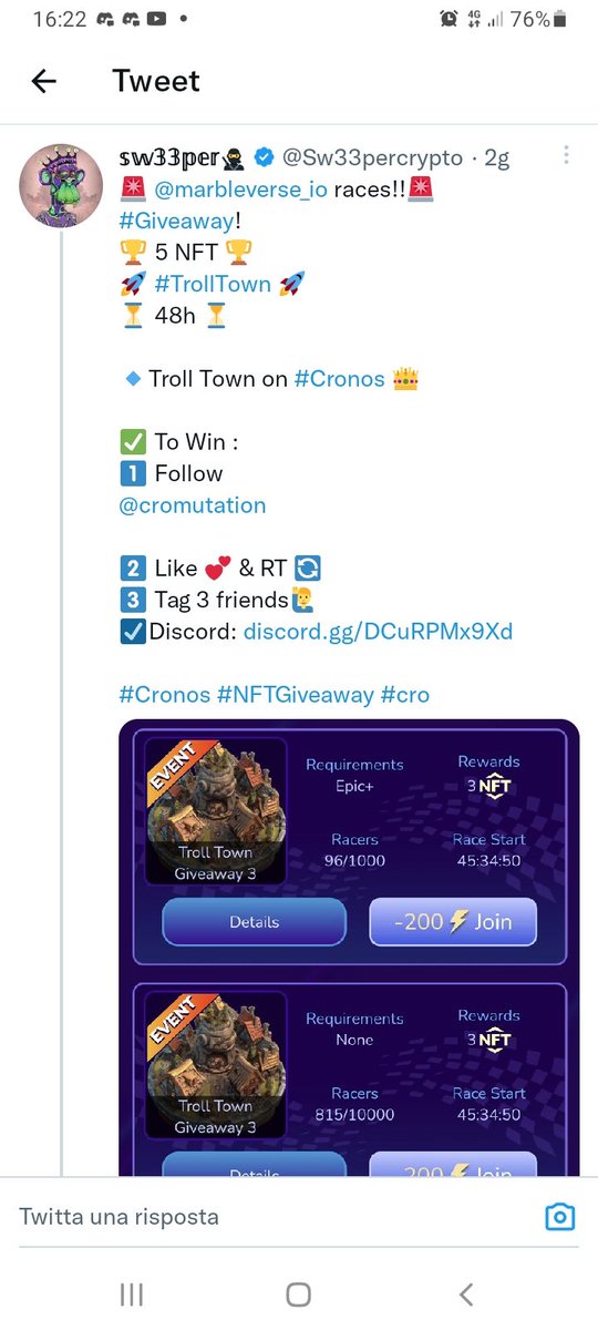 NFTjunior45's tweet image. Won again, thank you @Sw33percrypto and @cromutation.
Huge giveaways, all legit!
#cronft