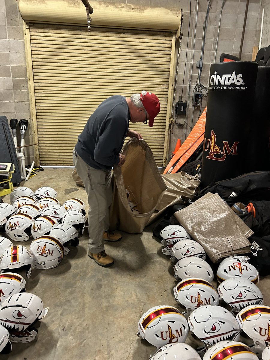 Quick shoutout to <a href="/RiddellSports/">Riddell Sports</a> and our guy Mojo! Quick pickup for <a href="/ULM_FB/">ULM Football</a> helmets to get us ready for fall season. We couldn’t do it without you all!