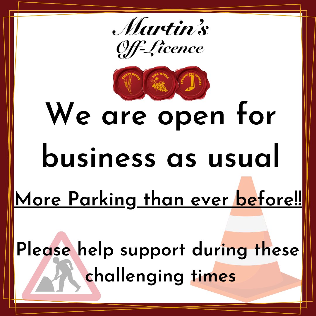 We are business as usual! 

#martinsofflicence #shoplocal #craftbeer #irishwhiskey #wine #spirits #easterweekend #dublinofflicence2023 #easterwine #craftbeerdublin #fairviewofflicence