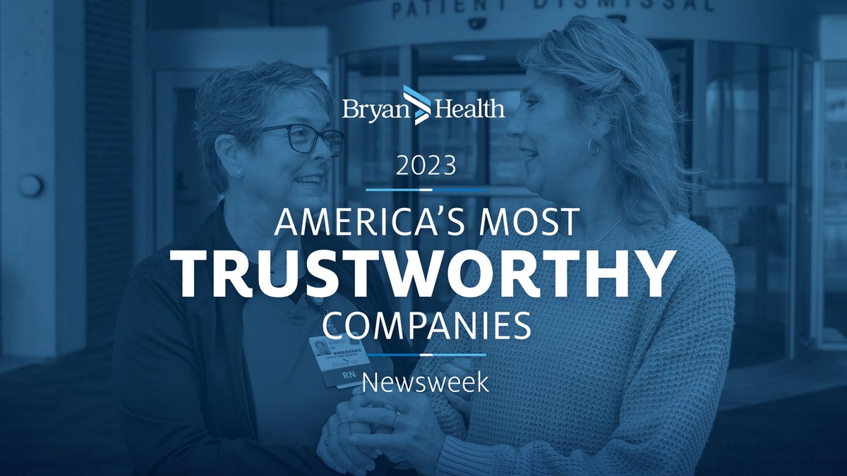 Exciting news! Newsweek recognized Bryan Health as one of America's Most Trustworthy Companies. Bryan Health is the only health care organization in Nebraska to be named to the list. 

To learn more and view the entire list, visit ow.ly/8npJ50NCh85