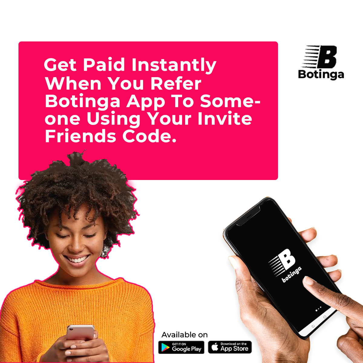 mybotinga's tweet photo. Get paid instantly by referring Botinga App to someone using your invite code, hurry and do so now....on my way to invite my friends🏃🏃🏃🏃
#botinga #money #ibadanenterpreneurs #ibadanbusiness #smallbusinessowner #artisan #Asake #brotherbernard https://t.co/vf4N7l5xmB