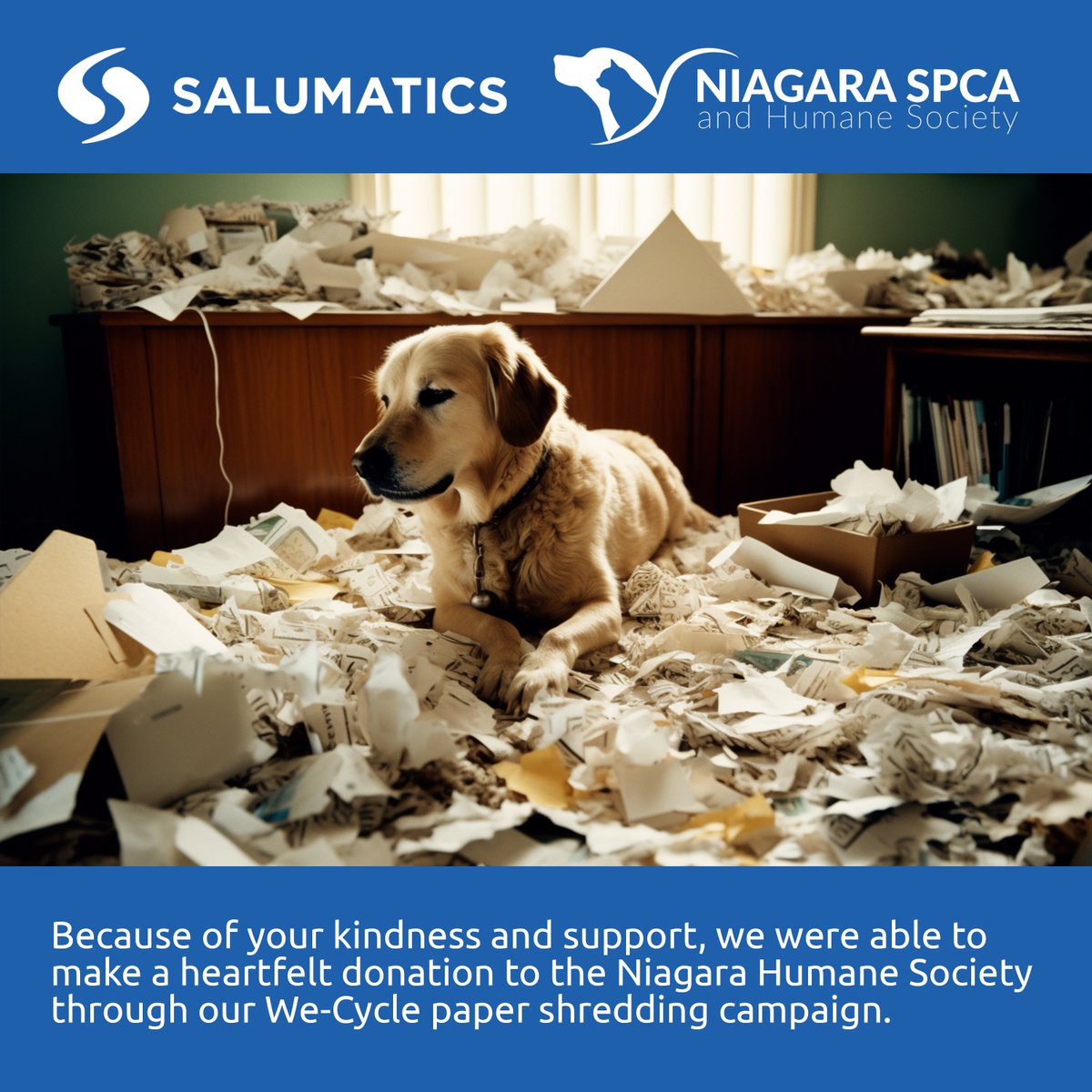Salumatics (@salumatics) on Twitter photo Thank you to everyone who participated in our We-Cycle fundraiser!
Your donations mean that we can help more shredders like this guy, find homes in our community 💙- <a href="/salumatics/">Salumatics</a> x <a href="/Niagara_SPCA/">Niagara SPCA & Humane Society</a>
Visit: Salumatics.com to check out the other ways we put community first! Thank you to everyone who participated in our We-Cycle fundraiser!
Your donations mean that we can help more shredders like this guy, find homes in our community 💙- <a href="/salumatics/">Salumatics</a> x <a href="/Niagara_SPCA/">Niagara SPCA & Humane Society</a>
Visit: Salumatics.com to check out the other ways we put community first!