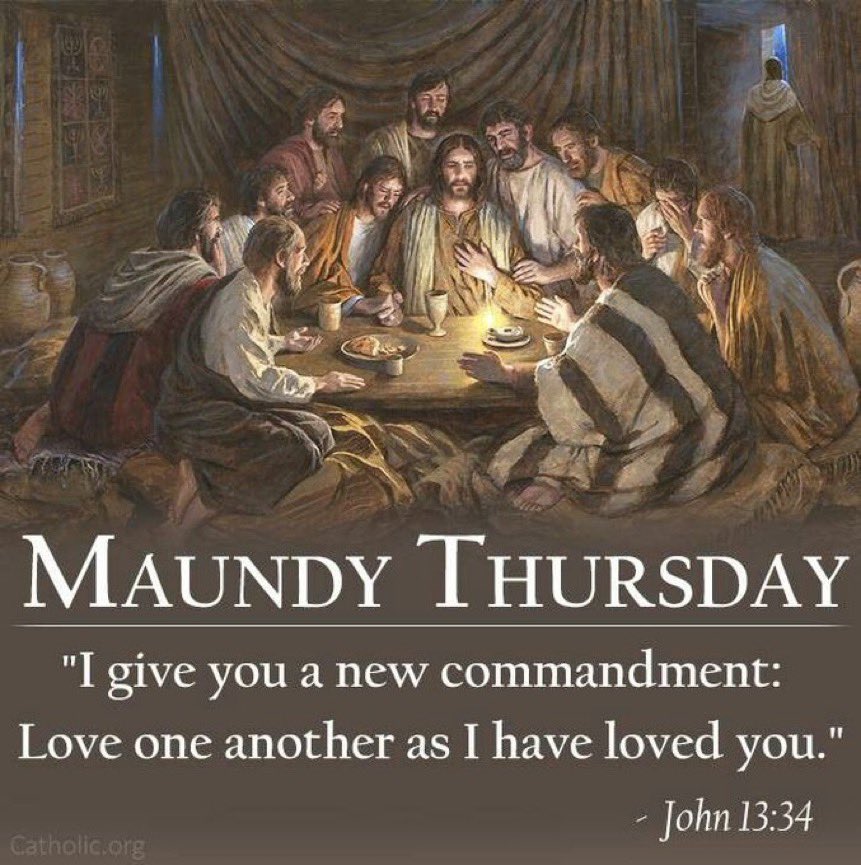 Why Is Today Called #MaundayThursday ?

The word Maundy comes from the Latin, 'mandatum', or 'command' which refers to the instructions Jesus gave his disciples at the Last Supper.

~Love One Another
~Serve Others
~The Lord’s Supper “Do This In Remembrance Of Me “