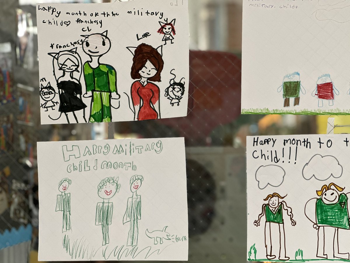 ShacarraTaylor's tweet photo. April is Month of the Military Child. At CES, we are working with our MFLAC Ms. Emily G on celebrating our military students! Ms. Emily’s group created this lovely art! https://t.co/WL74unTi84