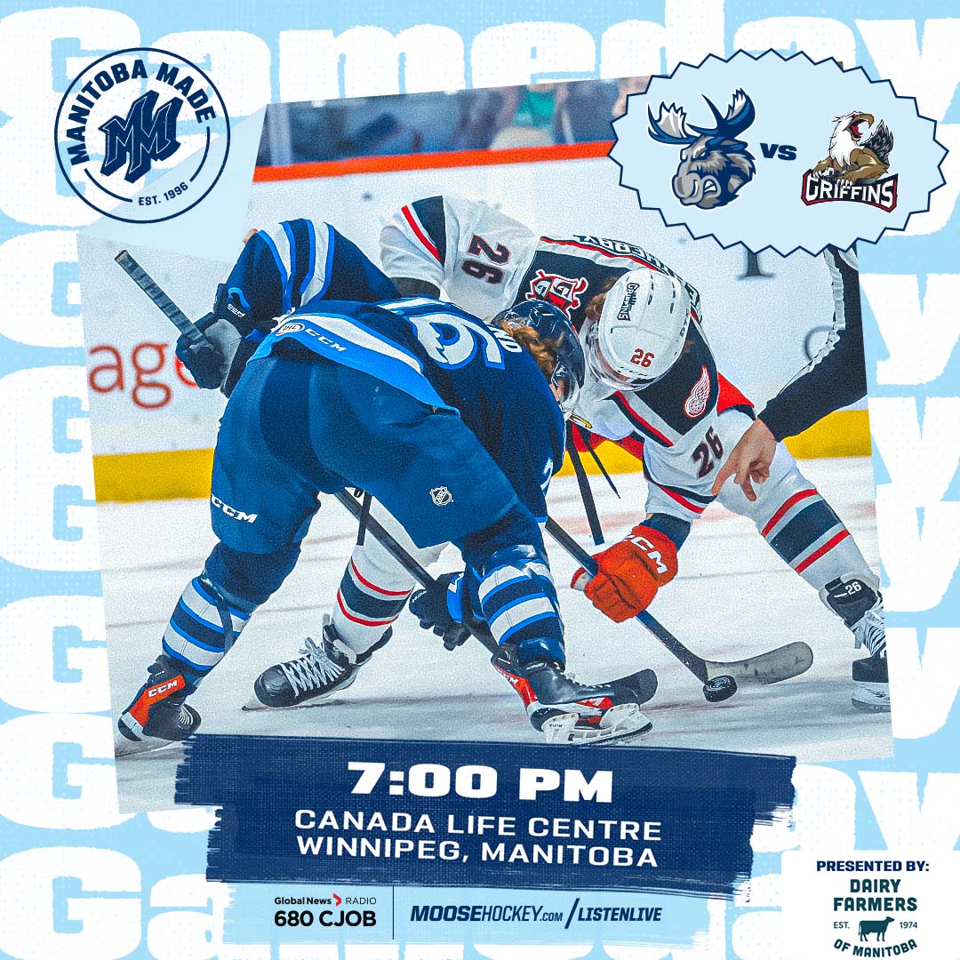 Manitoba Moose (@manitobamoose) on Twitter photo It's Game Day!
The #MBMoose host the Griffins! We'll be looking to pick up a win and claim two big points in regulation!
Sponsored by: <a href="/manitobadairy/">Dairy Farmers of Manitoba</a>
Tickets 👉 mbmoo.se/3YOgBJa
📻: mbmoo.se/3YuHyCa
📺: mbmoo.se/3jVfyn9
#GoMooseGo It's Game Day!
The #MBMoose host the Griffins! We'll be looking to pick up a win and claim two big points in regulation!
Sponsored by: <a href="/manitobadairy/">Dairy Farmers of Manitoba</a>
Tickets 👉 mbmoo.se/3YOgBJa
📻: mbmoo.se/3YuHyCa
📺: mbmoo.se/3jVfyn9
#GoMooseGo