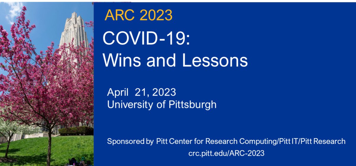 PittCRC's tweet image. Join @CRC on April 21 for a symposium looking back and looking forward at how computing-driven research responded to the COVID-19 pandemic. Free to all with breakfast and lunch for attendees on campus, and a poster contest offering 3 $750 travel awards. crc.pitt.edu/arc-2023-covid…
