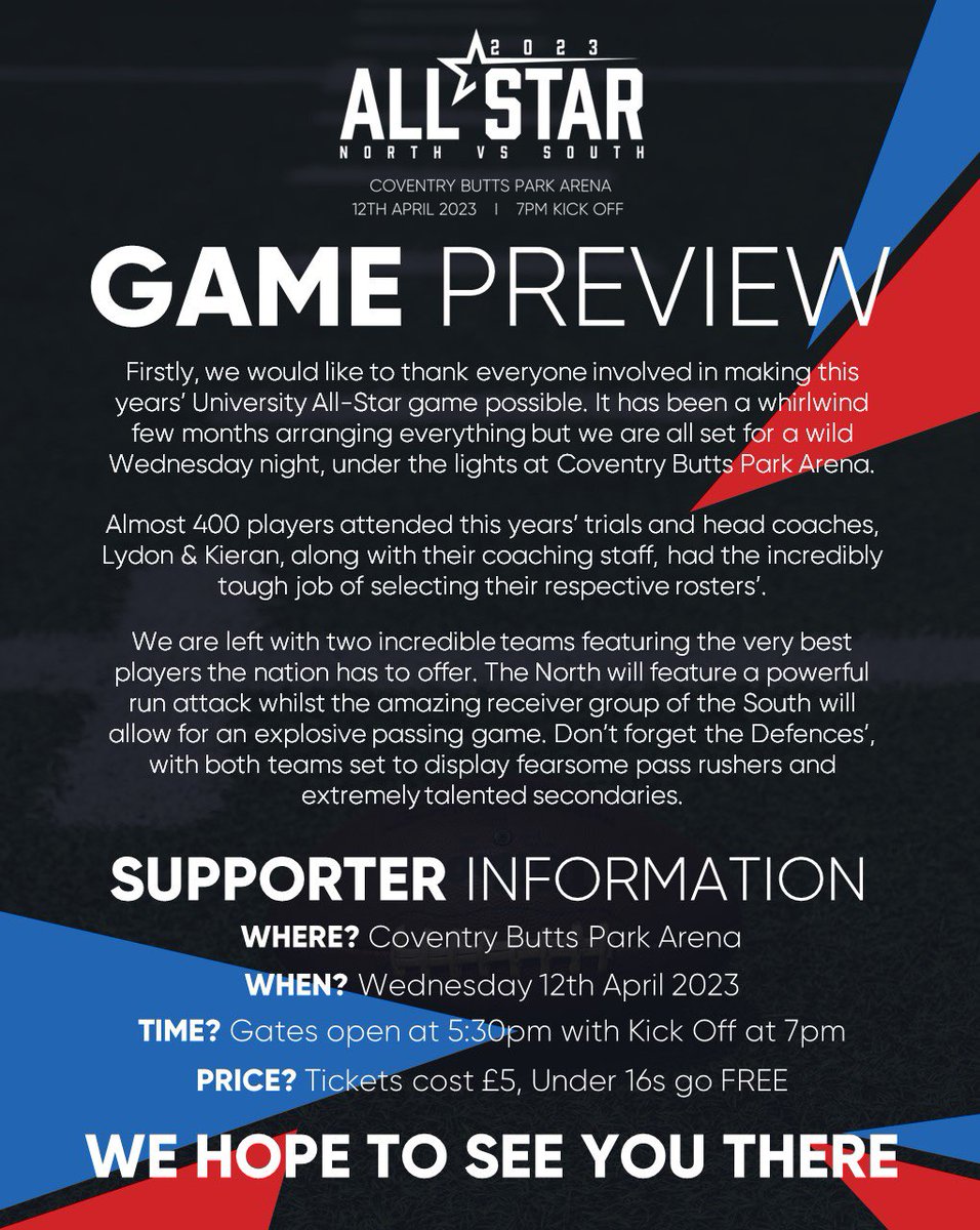 famerica's tweet image. Less than a week to go until an incredible night of football 🏈

We hope to see as many of you there as possible to support the All Star programme and all the amazing players and coaches involved‼️