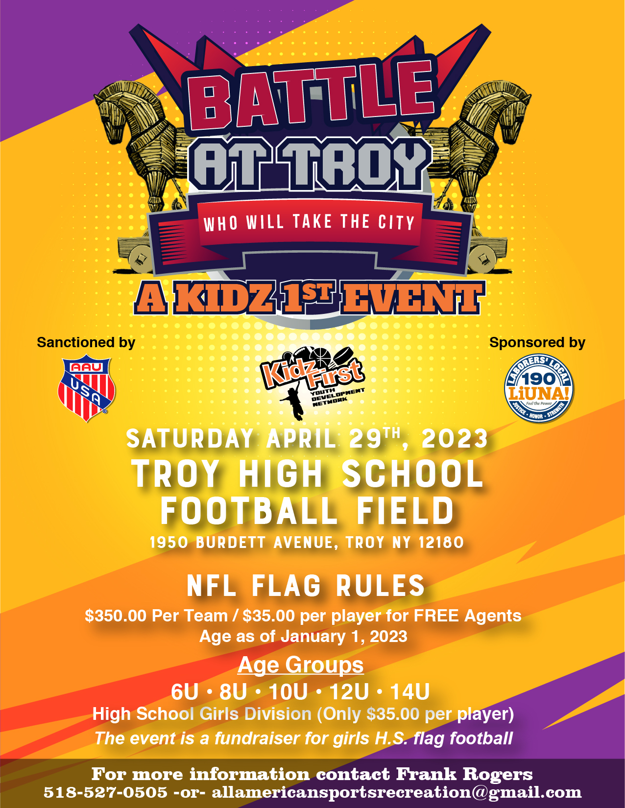 ZORTS on Twitter "Join us for the "Battle of Troy" youth flag football