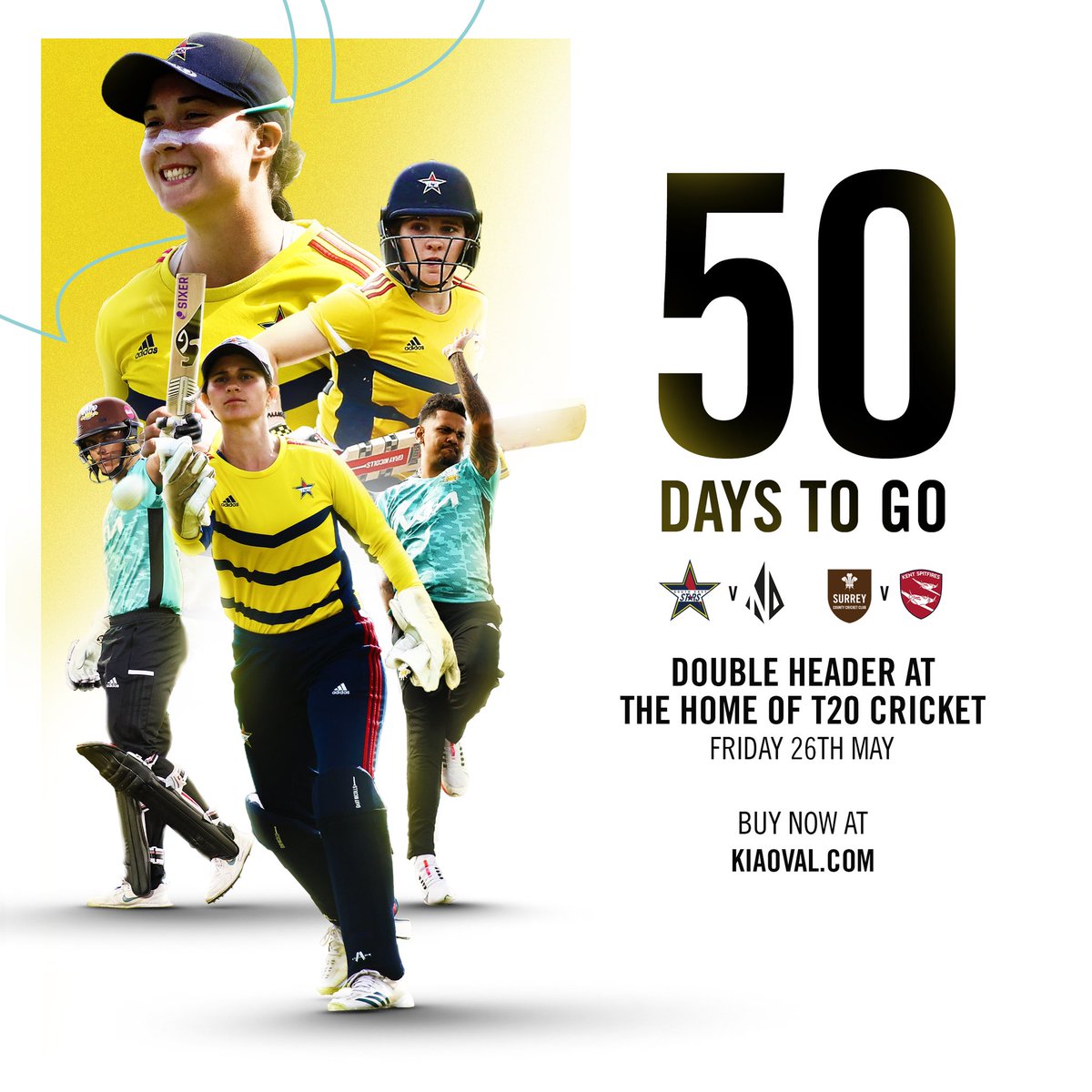 🌟🤎 50 days to go!

We are counting down to our T20 double header at the Kia Oval with <a href="/surreycricket/">Surrey Cricket</a>!

🆚 <a href="/North_Diamonds/">Northern Diamonds💎</a> 
📆 Friday 26th May
🎟️ tickets.surreycricket.com/selection/even…