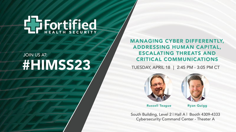 FortifiedHITSec's tweet photo. Attending #HIMSS23? Hear from Ryan Quigg and Russell Teague in the Cybersecurity Command Center on how healthcare organizations can address the latest threats and simplify the management of healthcare cybersecurity.
#cybersecurity #FortifiedCentralCommand https://t.co/5ndWNZGBkE