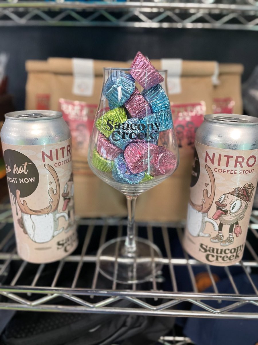 SauconyBeer's tweet photo. Easter is coming and you need a 🍺, pick up our So Hot Right Now. It’s a nitro coffee stout brewed with Four Monkeys Coffee. https://t.co/5sFewTbiel