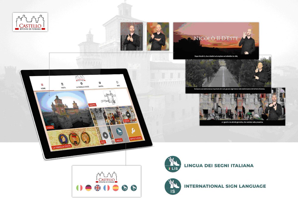 tryeco20's tweet photo. Da oggi forniremo le #videoguide per il #Museo del @CastelloEstense di #Ferrara. 

Su tablet sono fruibili i contenuti multilingua oltre che (LIS) e (IS). Un supporto che illustrerà la storia e le caratteristiche attraverso contenuti audio e video, testi, immagini, foto e 3D. https://t.co/joikLnLKZu
